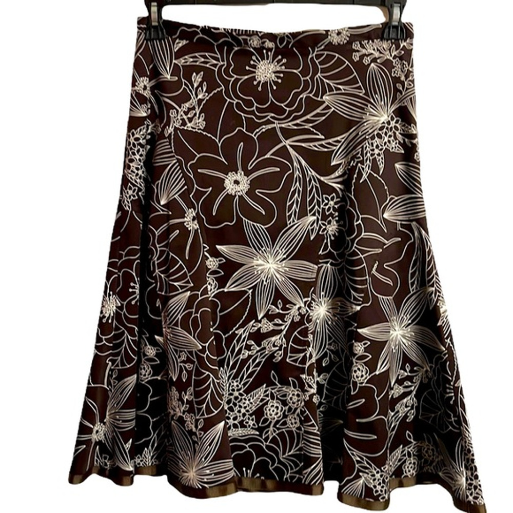 Paniz New York Brown full shirt in Brown and white print in size 8